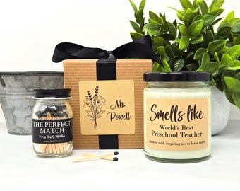 Smells Like World's Best Preschool Teacher, Thank you Gift for Preschool Teacher, End of School Year, Teacher Appreciation Candle