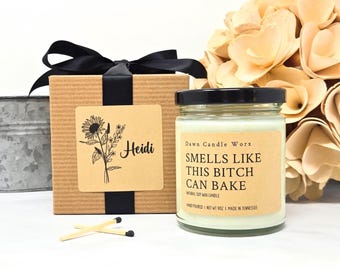 Smells Like This Bitch Can Bake Candle, Funny Chef Gift, Culinary School Graduate, Baker Gift, Pastry Chef Gift, Baking Lover Gift