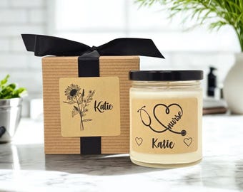 Personalized Nurse Gifts, Nursing Staff, Graduation Gift, Thank You Nurse Appreciation Week Candle
