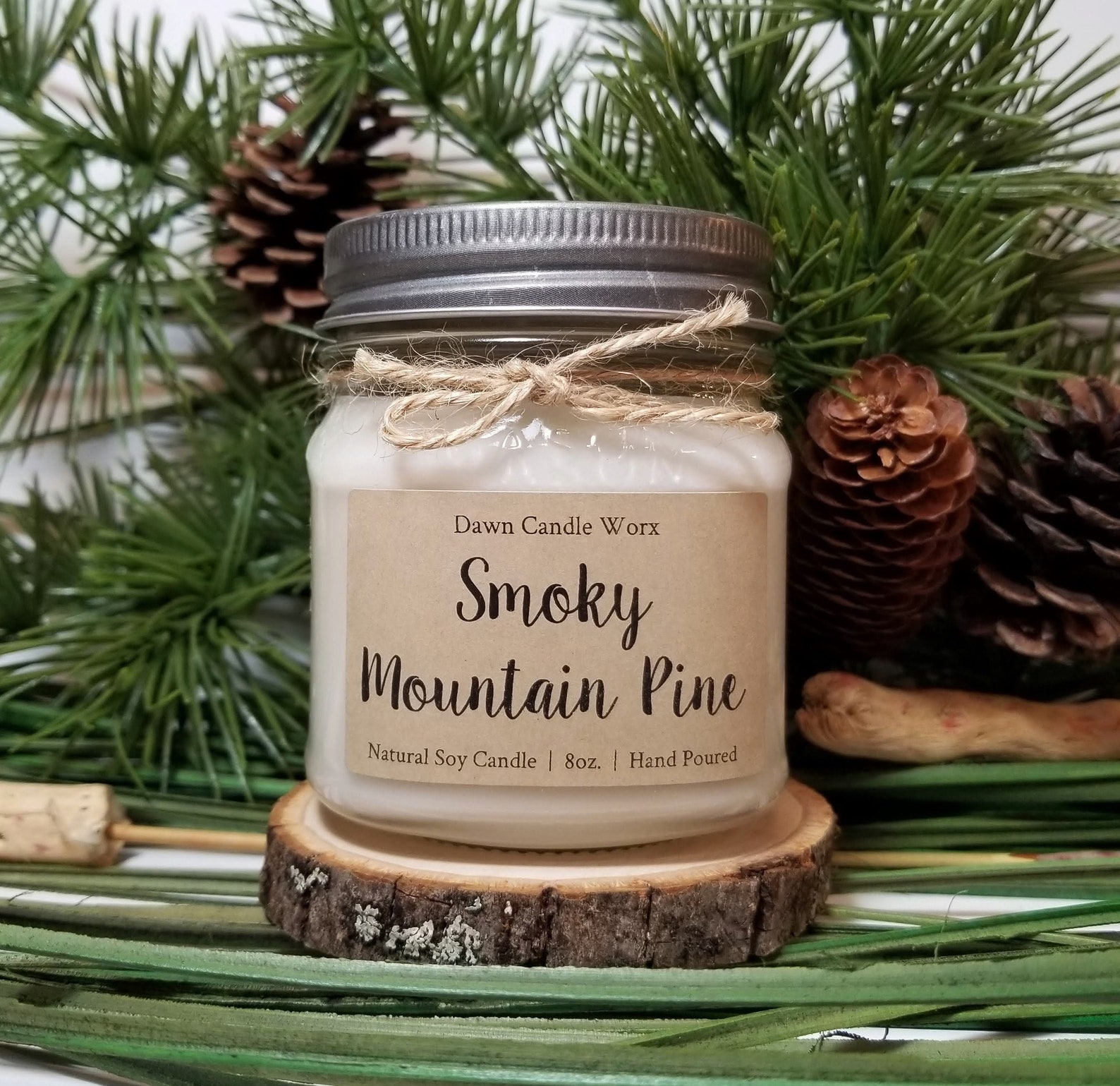 8oz Smoky Mountain Pine Scented Candle Soy Candle Handmade Etsy