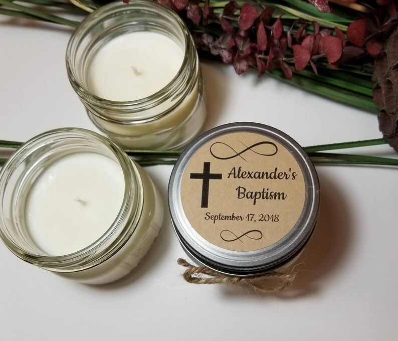 12 4oz Baptism Favors Baptism Candles Baby Boy Baptism Etsy