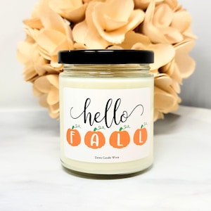 Pumpkin Candle - Helllo Fall Candle - Soy Candle - Fall Candle - Autumn Candle - Natural Candle - Farmhouse Kitchen Decor - Halloween