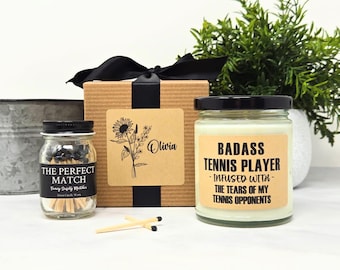 Regalo para tenista, vela para tenista rudo, lágrimas de mis oponentes de tenis, regalo para entrenador de tenis, vela divertida, regalo único personalizado