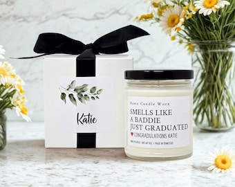 Graduation Gift Candle, Smells Like A Baddie Just Graduated, High School Graduation, College Graduate, Personalized Gift