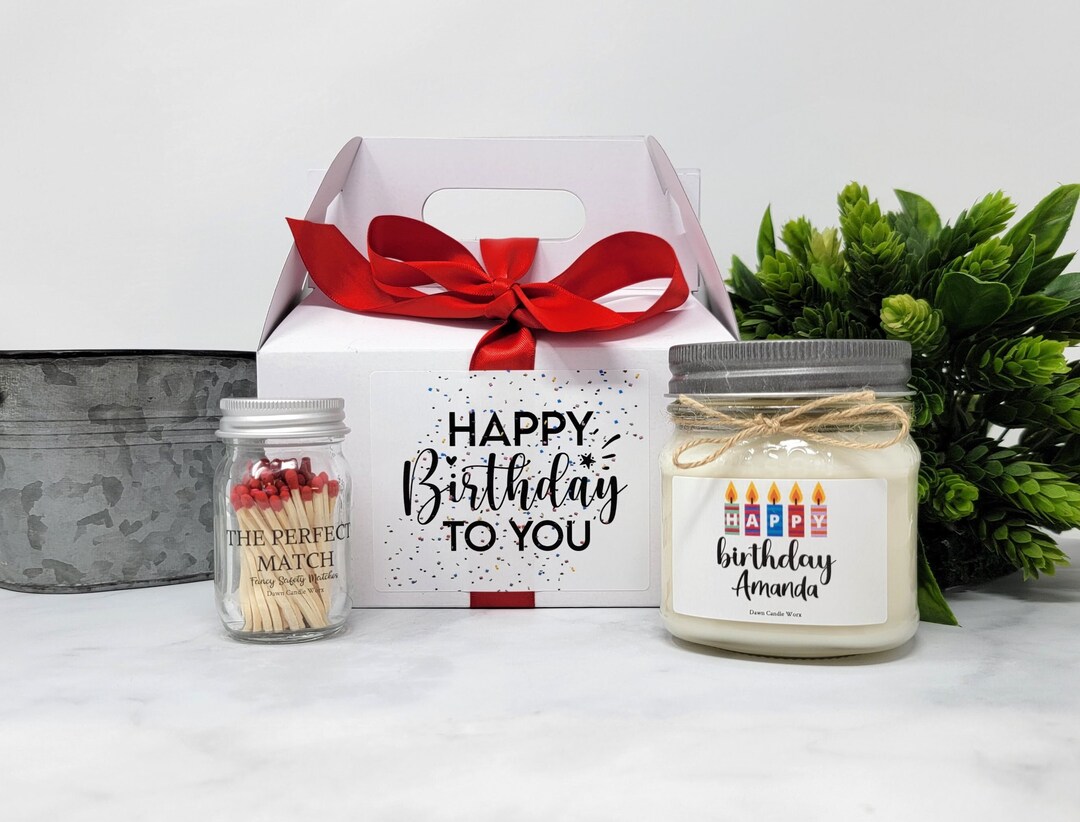 Personalized Birthday Gift Birthday Gift Box for Her Soy Candle Gift