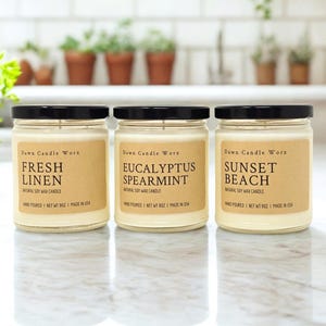 Natural Soy Wax Candle - Housewarming Gift - Non Toxic Dye Free Candles - Winter Christmas Fall Candles - Relaxing Scented Candle image 3