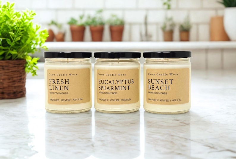 Natural Soy Wax Candle - Housewarming Gift - Non Toxic Dye Free Candles - Winter Christmas Fall Candles - Relaxing Scented Candle image 3