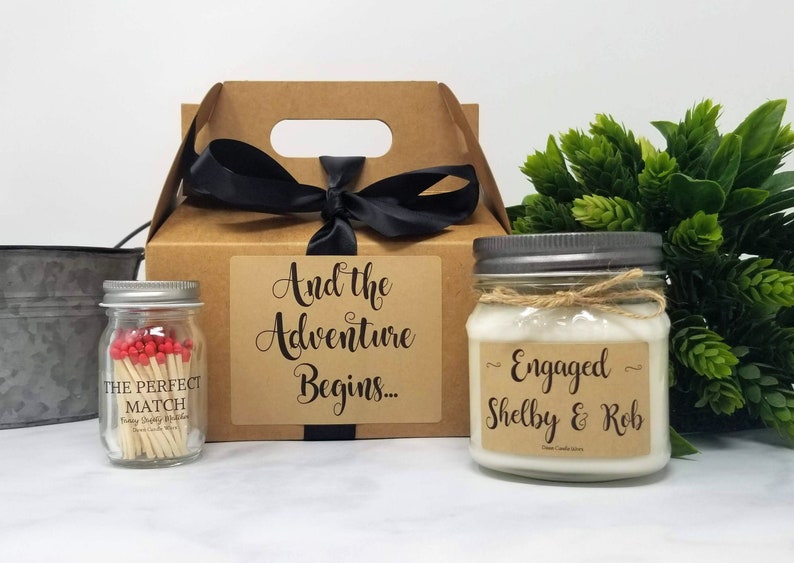 Personalized Engagement Gift for Couple Couple Shower Engagement Candle Bride Gift Bridal Shower Gift Gift Set Gift Box image 2