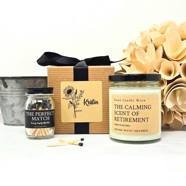 Bougie cadeau de retraite, parfum apaisant de la retraite, cadeau de départ du travail, cadeau de retraite pour femme, cadeau de retraité, cadeau de retraite pour homme