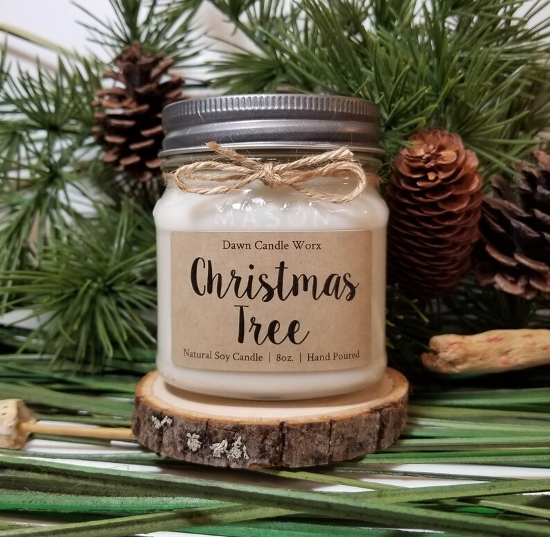 8 oz Christmas Tree Scented Soy Candle Holiday Candle Etsy