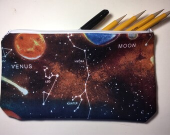 Galaxy, constellations, and planets zip pouch/pencil case