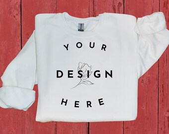 Sweatshirt Mockup | Instant Download | Gildan 18000 Mockup White Sweater Mockup | Gildan Sweatshirt Mockup | Gildan 18000 Flay lay folded