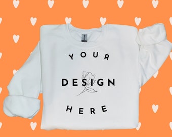 Sweatshirt Mockup | Instant Download | Gildan 18000 Mockup White Sweater Mockup | Gildan Sweatshirt Mockup | Gildan 18000 Flay lay folded
