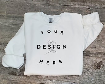 Sweatshirt Mockup | Instant Download | Gildan 18000 Mockup White Sweater Mockup | Gildan Sweatshirt Mockup | Gildan 18000 Flay lay folded