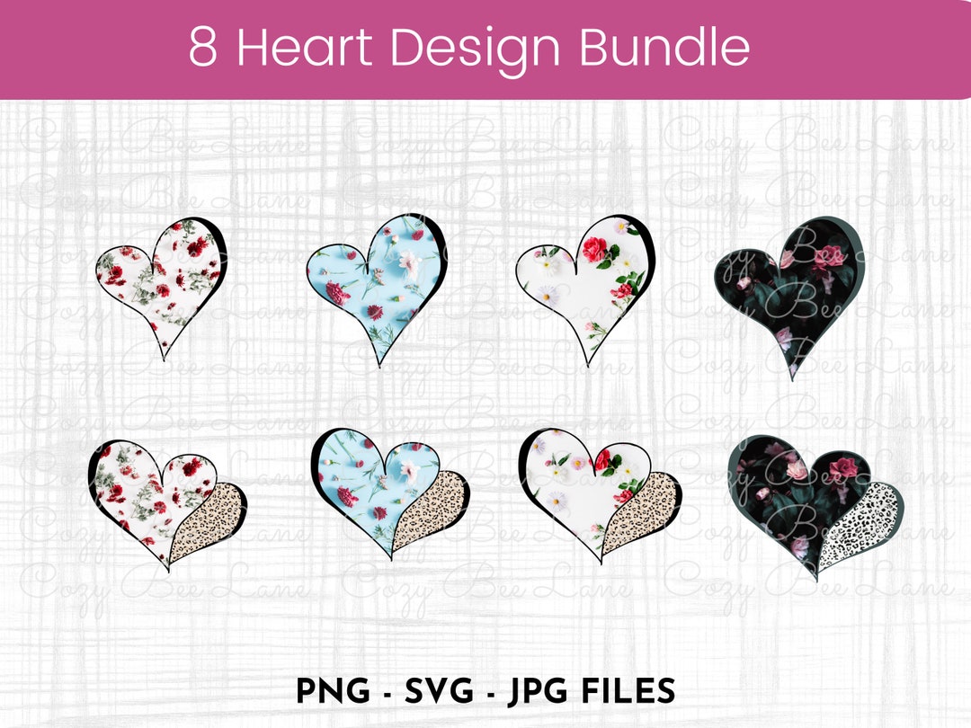 Floral Heart Svg Bundle | Heart Svg | Hand Drawn Heart Svg | Doodle ...