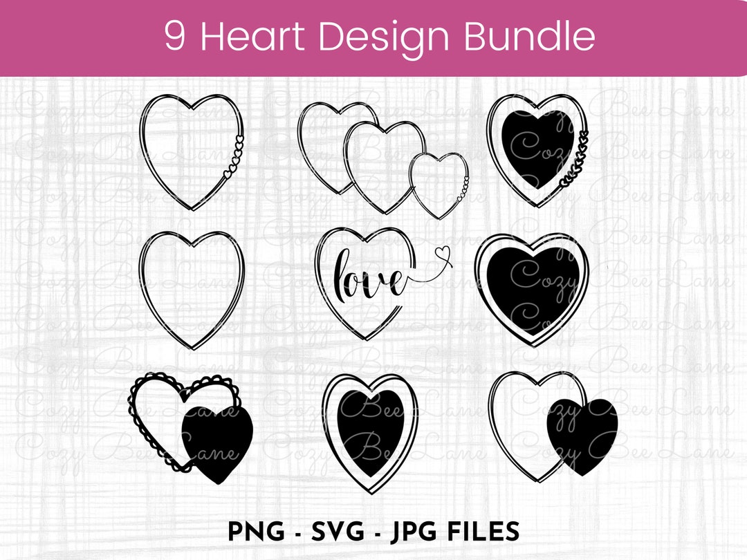 Heart Svg Bundle | Heart Svg | Hand Drawn Heart Svg | Doodle Heart Svg ...