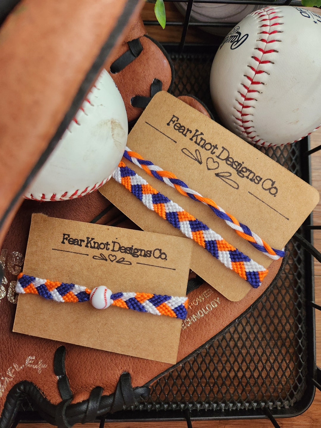 Braided Baseball Bracelet With Baseball Bead, Customizable, Favorite