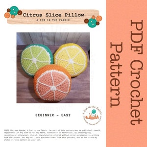 Citrus Slice Pillow Crochet Pattern, Fruit Slice Pillow Pattern, PATTERN ONLY, PDF Pattern