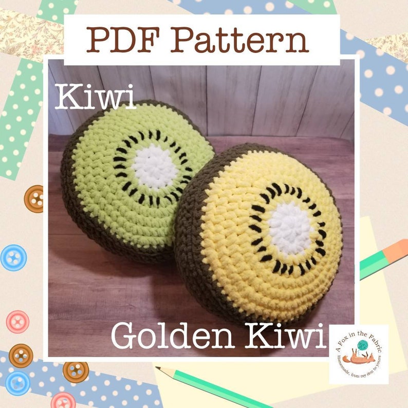 Kiwi Slice Pillow Crochet Pattern, Fruit Slice Pillow Pattern, PATTERN ONLY, PDF Pattern image 3