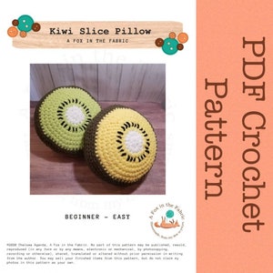 Kiwi Slice Pillow Crochet Pattern, Fruit Slice Pillow Pattern, PATTERN ONLY, PDF Pattern image 1