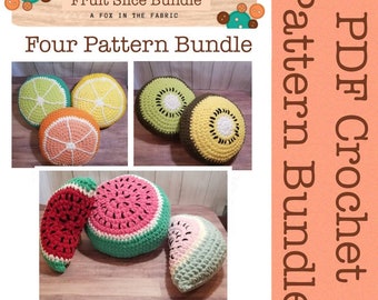 Fruit Slice Pillow Bundle Crochet Pattern, Fruit Slice Pillow Pattern Bundle, PATTERN ONLY, PDF Pattern