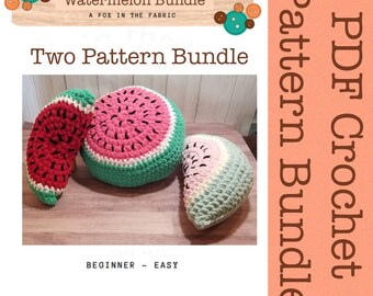 Watermelon Pillow Bundle Crochet Pattern, Fruit Slice Pillow Pattern Bundle, PATTERN ONLY, PDF Pattern