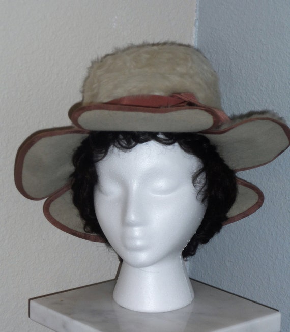 Vintage 1950s Angora Unique OOAK Dress Woman Hat - image 1