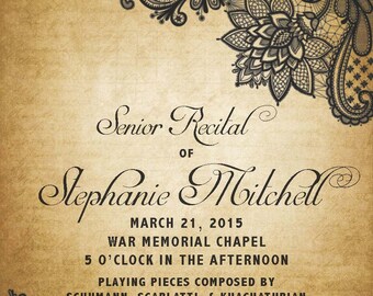 recital invitation etsy