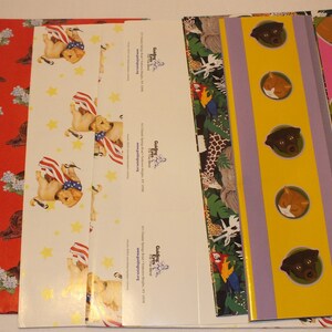 Vintage Wrapping Paper Gift Wrap Mixed Lot 5 Sheets Happy Birthday Balloons Scrapbooking Decoupage Scraps Crafts