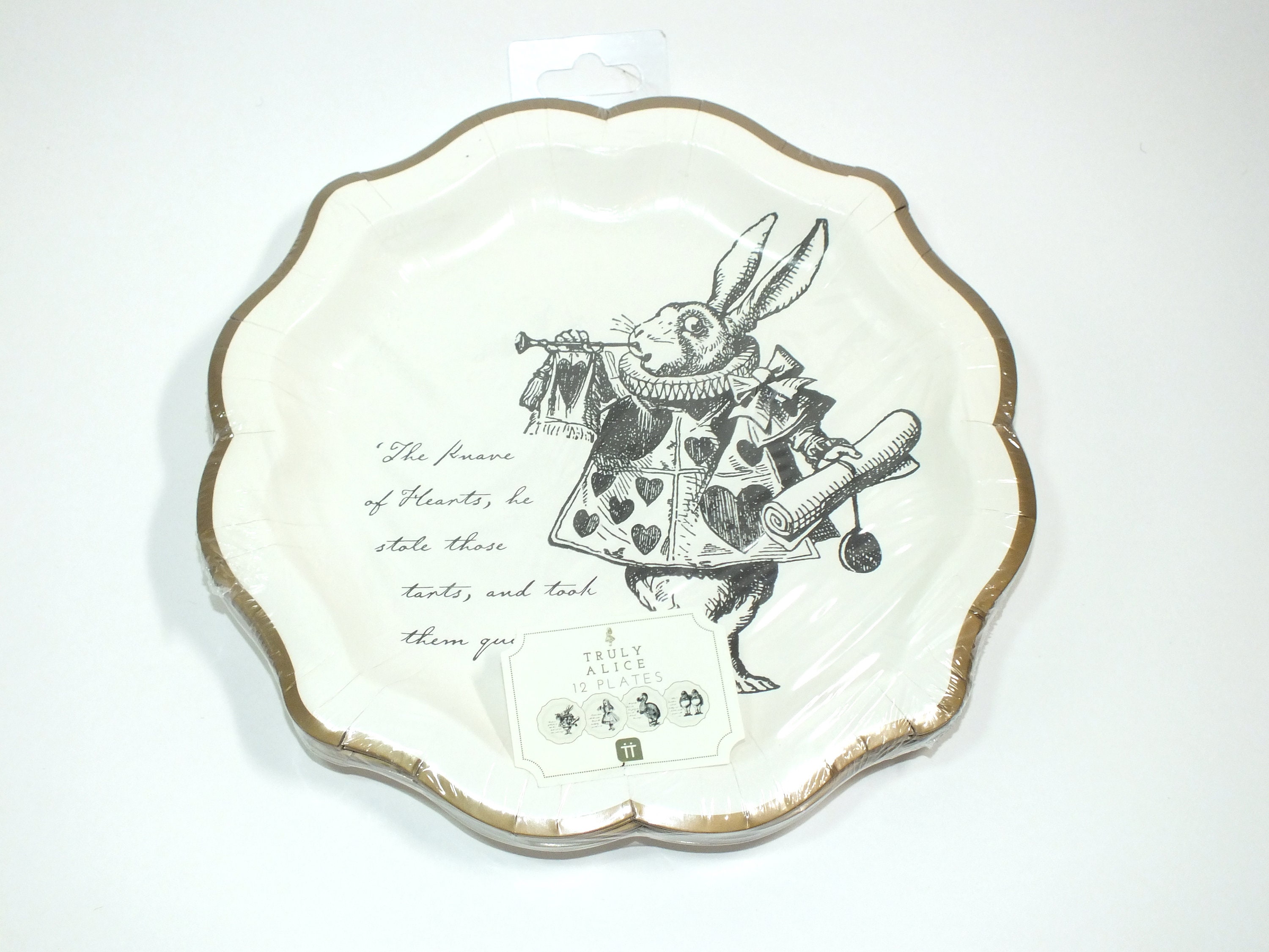 Alice In Wonderland Paper Plates Tea Party Supply John Tenniel Illustrations 12 Plates 4 Designs