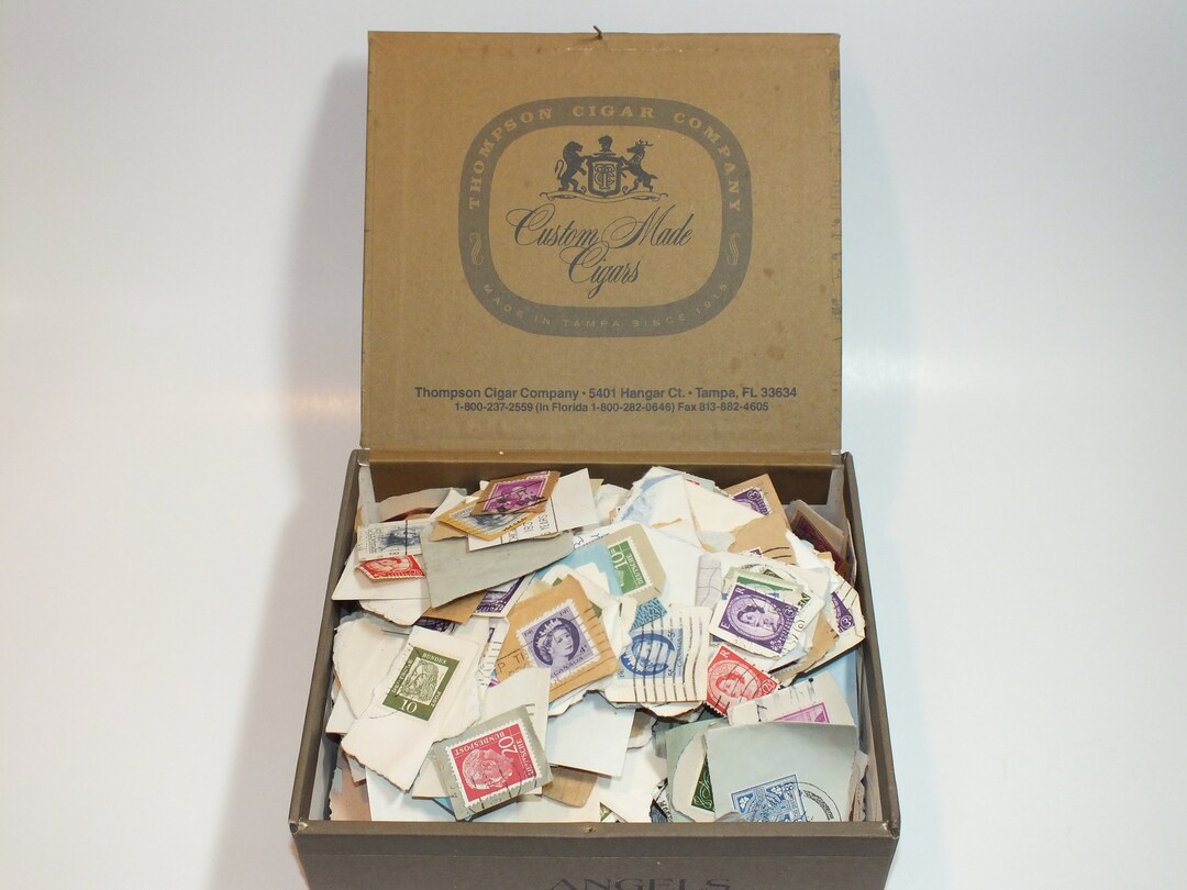Vintage Postage Stamps Cancelled Foreign Stamps in Cigar Box Etsy