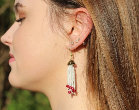 Beaded Tassel Dangle Earrings