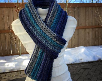 CROCHET SCARF PATTERN:Boulevard Scarf/Crochet Scarf/Chunky Knits/Scarf/Crochet/Chunky/For Him/For Her/Unisex Scarf/Caron Cakes
