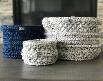 CROCHET BASKET PATTERN: Stuga Basket Pattern Set/Crochet Containers/Home Organization/Hygge/Crochet/Storage Basket/For the Home