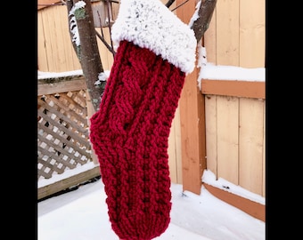 CROCHET Christmas Stocking PATTERN: Heirloom Christmas Stocking/Home Decor/Christmas Decor/Christmas/DIY Decor/Crochet Cables/Stocking/Xmas