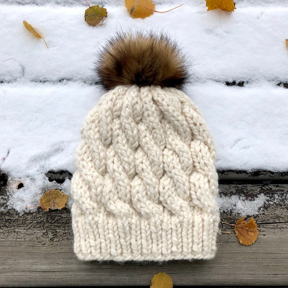 KNIT Cable Hat PATTERN: Twizzle Toque/Knit Hat/Knit Toque/Knit Pattern/Hat Pattern/Beanie Pattern/Chunky Knit/Winter Hat Pattern/For Her