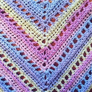 CROCHET Triangle Scarf PATTERN: Summerland Triangle Shawl Scarf/Shawl Pattern/Crochet/Caron Cotton Cakes Pattern/Spring Fashion/Shawl/Scarf image 8