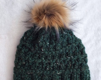 CROCHET HAT PATTERN:Montane Hat/Crochet Pattern/Toque/Winter Hat/Chunky Knits/Chunky Hat/Hat Pattern/Crochet/Winter Fashion/Pom Pom Hat