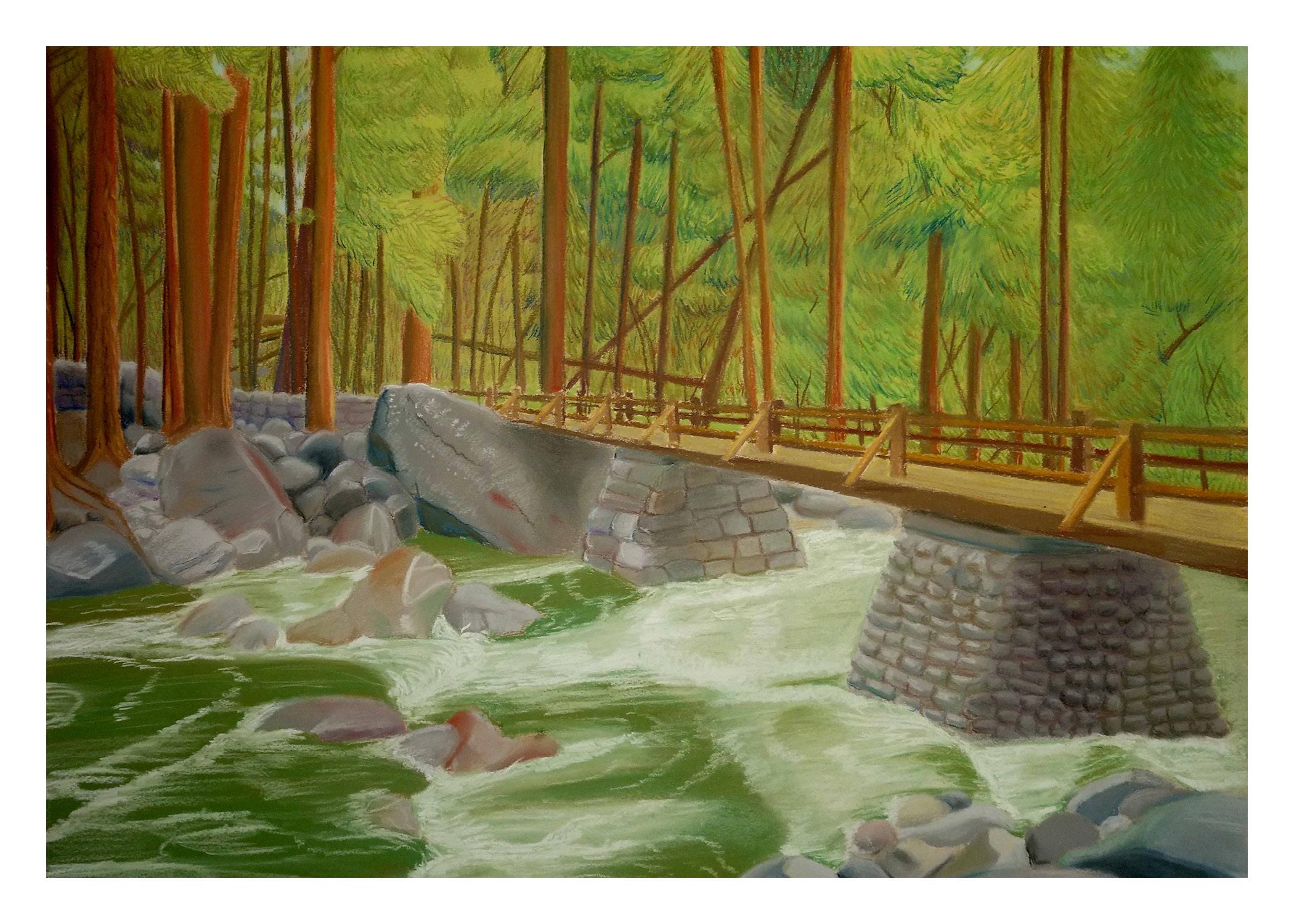 Greeting Card: Yosemite Falls bridge