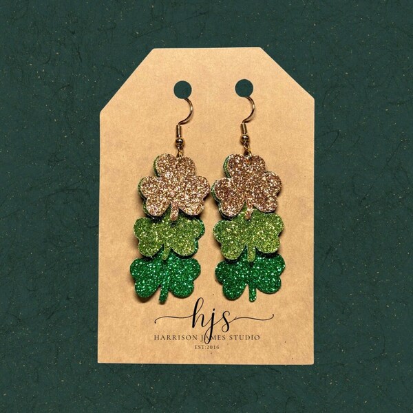 Triple Shamrock Faux Leather Earrings