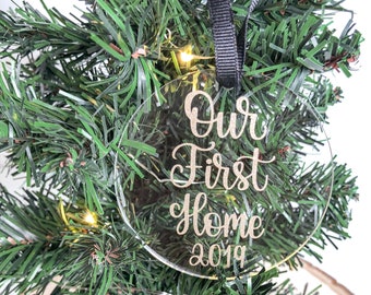 Our First Home 2023 Ornament, New Homeowner Christmas Ornament, Housewarming Gift, Closing Gift for Buyers, Our New Home Acrylic Ornament