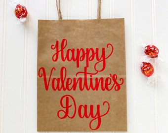 Happy Valentine’s Day Gift Bag, Valentine’s Day Favor Bag, Hand Lettered Gift Bag, Valentine’s Gift For Her, Valentine’s Paper Treat Bag