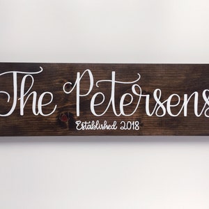 Family Name Sign, Last Name Sign, Established Sign, Personalized Gift, Wood Sign, Rustic Home Decor, Wedding Gift, Anniversary Gift image 2
