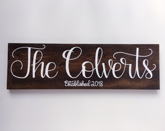 Family Name Sign, Last Name Sign, Established Sign, Personalized Gift, Wood Sign, Rustic Home Decor, Wedding Gift, Anniversary Gift