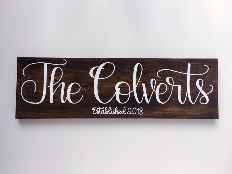 Family Name Sign, Last Name Sign, Established Sign, Personalized Gift, Wood Sign, Rustic Home Decor, Wedding Gift, Anniversary Gift image 1