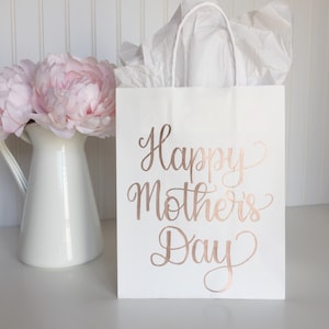 Happy Mother&#39;s Day Gift Bag, Mother&#39;s Day Brunch Favor Bag, Gift For Mom From Daughter, First Mother&#39;s Day Gift Idea, Hand Lettered Gift Bag