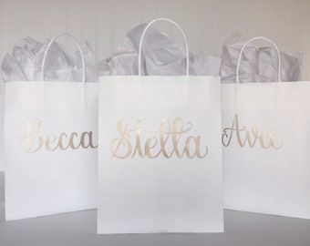 Bridesmaid Gift Bag, Bridal Party Gift, Personalized Gift Bag, Custom Hand Lettered Gift Bag, Bachelorette Proposal, Groomsman Favor Bag