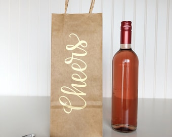 Cheers Wine Gift Bag, New Years Party Favor, Celebration Gift, Hostess Housewarming Present, Congratulations Gift, Birthday Gift For Her