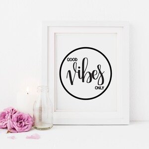 Good Vibes Only, Inspirational Printable Art, Motivational Wall Decor ...