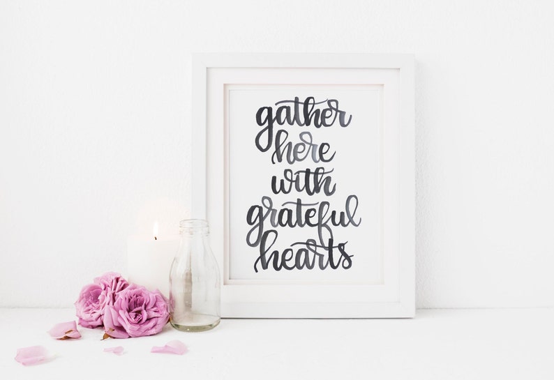 Gather Here With Grateful Hearts Watercolor Printable - Etsy
